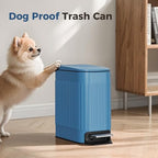 TrashAid Slim Bathroom Trash Can with Lid Soft Close, 6 Liter/1.6 Gallon Stainless Steel Small Garbage Can with Removable Inner Bucket, Step Pedal, Slim Wastebasket for Toilet, Office, Bedroom, Blue - color: Blue