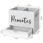 Remote Control Holder, 2 Slot Wooden TV Remote Holder for Table, Remote Box Desk Organizer with Drawers for Home Nightstand Office Supplies (White) - color: White