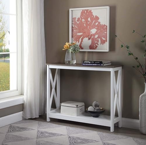 Convenience Concepts Oxford Console Table 39.5" - Sofa Table with Storage Shelf, Transitional Entryway Hall Table for Living Room and Bedroom, Display Foyer Table, Driftwood/White - color: Driftwood/White