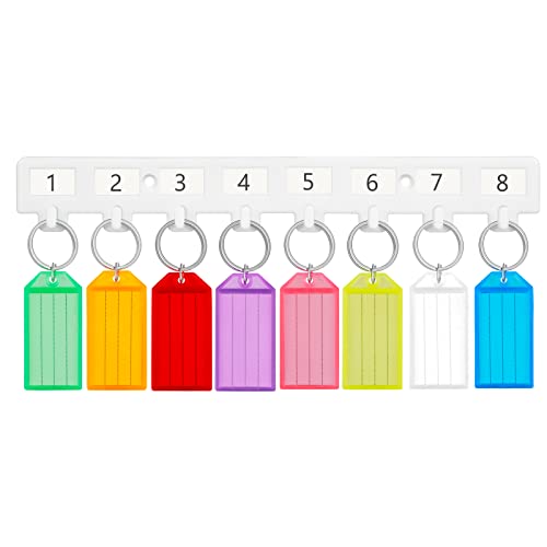 Uniclife Key Tag Rack Hook Style Plastic Wall Mounted Key Holder Organizer with Transparent Tough Key Tag Identifiers Markers in 8 Assorted Colors - size: 10.4'' x 2.8'', 1 Pack, style: Hooks