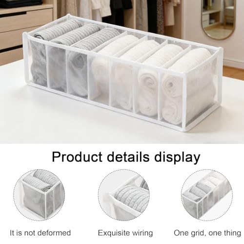 2 Pcs Underwear Storage Box Drawer Underwear Organizer Lingerie Organizer Compartment Storage Box for Wardrobe Drawer Use(White) - color: White-2pc