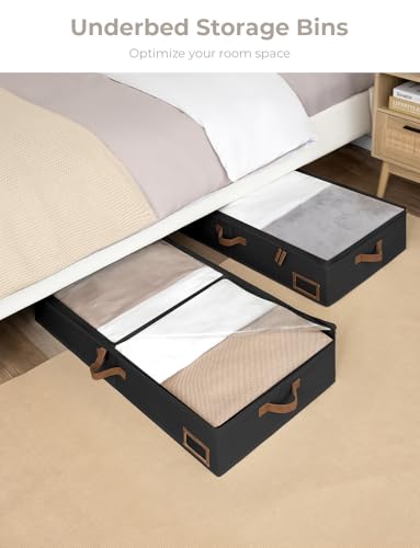 StorageWorks Large Under Bed Storage Containers with Handles and Label Holder, 2 Pack Ultra-thick Fabric Underbed Bins, Closet Organizer for Clothes, Blankets, Sweater - color: Black, size: Large-without Wheels