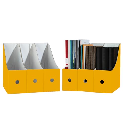 Limitliho Magazine Holde, Magazine File Holder for Home, Office, Desk, 10.6'' H×10.2'' L ×3.5''W Magazine Storage Box (Yellow, 6 Pack) - color: Yellow, size: 6 Pack