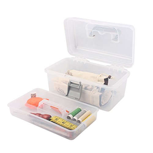 BangQiao Multipurpose Plastic Storage Container Box with Handle and Latch Lock, Clear Gray - color: clear/gray