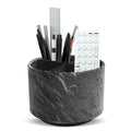 Hennaja Round Leather Art Supply Organizer,Remote Control Holder,360 Degree Spinning,Multi-Functional Pencil Holder,4 Compartments Desktop Stationary Organizer(1-Hill Black) - color: 1-Hill Black