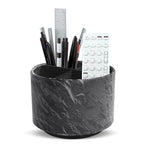 Hennaja Round Leather Art Supply Organizer,Remote Control Holder,360 Degree Spinning,Multi-Functional Pencil Holder,4 Compartments Desktop Stationary Organizer(1-Hill Black) - color: 1-Hill Black