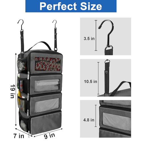 Olosar Suitcase Organizer, Travel Luggage Organizer Portable Hanging Travel Shelves Collapsible Hanging Packing Cubes for Carry on Suitcase - color: Dark Grey-S, size: Small