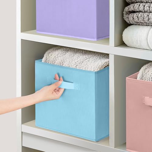 11x11 Storage Bins, Set of 6 Storage Cubes, Collapsible Cube Storage Box, Fabric Closet Organizers with Handles for Home, Office, Closet Shelf Cabinet, Bookcase, Multi-Color - color: Multi-Color, size: 6 Pack