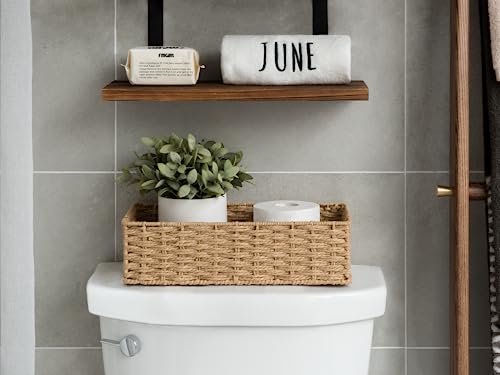 StorageWorks Toilet Paper Basket with Built-in Handles, Light Brown Round Paper Rope Baskets for Bathroom, 14 ¼"L x 6 ¾"W x 3 ¾"H, 1 Pack - color: Light Brown