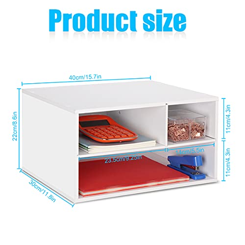 EMERIT Printer Stand Shelf with Storage Wood Desk Paper Organzier for Home/Office,Printer Riser, 2 Tire - color: White, size: Medium
