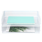 EASEPRES 2 Pack Stackable Desk Paper Tray, Metal Mesh Desktop Document Letter File Organizer for Office Home School, 13.5'' L x 9.75'' W x 5.5'' H, White - color: 2 Pack White
