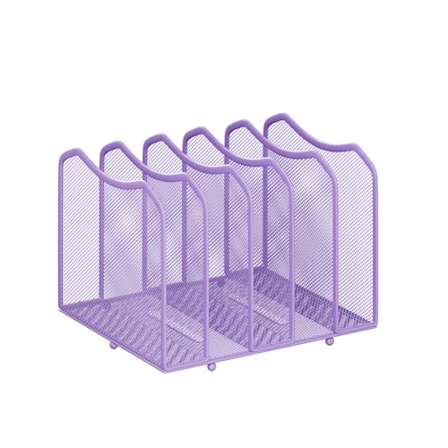 Simple Trending Mesh Desktop File Sorter Organizer, 5-Section Bookshelf for Desk Home Office, Purple - style: 5 Section Purple