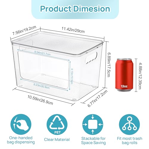 Vtopmart 1 Pack Trash Bag Holder, Stackable Garbage Bag Dispenser for 13/30/33 Gallon Bags, Onion and Potato Storage Bins for Kitchen, Clear Organizer Bins for Under Sink, Laundry Room - size: 1 Pack