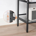 HOOBRO Black Side Table, 3-Tier Metal Side Table, Small Black Table with 2 Flat or Slant Adjustable Shelves for Small Spaces, Hallway, Living Room, Bedroom, Sturdy, Easy Assembly, Black BB23BZ01G1 - color: Black