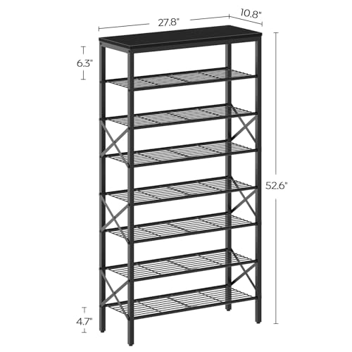 YATINEY 8 Tier Shoe Rack, Large Capacity Shoe Storage Organizer Holds 32 Pairs, Sturdy and Stable, for Entryway, Hallway, Closet, Dorm Room, Black SS08BB - color: Black, size: 27.8" x 10.8" x 52.6"