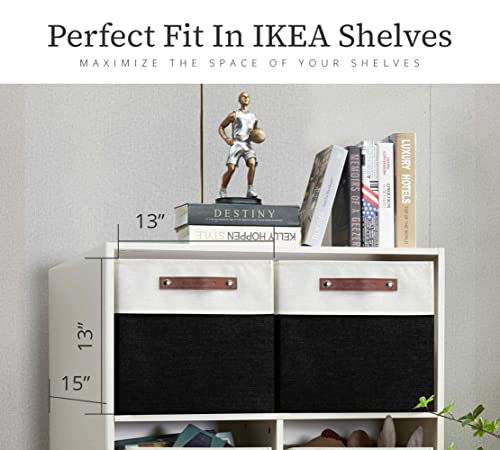 DECOMOMO Kallax Storage Cubes - 13x15x13 Storage Bins, Baskets for Organizing Shelves (Black and White, 3-Pack) - color: Black and White, size: Kallax 13"x15"x13" /3pcs