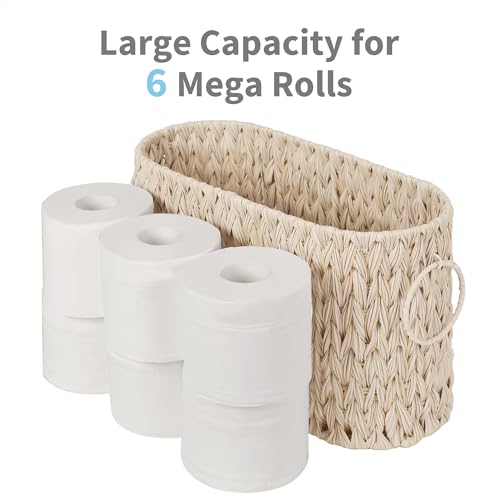 GRANNY SAYS Toilet Paper Storage, Toilet Paper Basket for Bathroom, 6 Mega Rolls Organizer Free Standing, Wicker Basket for Bathroom Storage, Butter Milk - color: Butter Milk, size: 15¾"L x 6½" Wx 9½"H (No Lid)