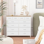 VASICAR Compact 12 Drawers Dresser for Bedroom, Fabric Storage Tower, Chest of Drawers with Retro Wood Top for Closet, Nursery, Living Room - color: Classic White