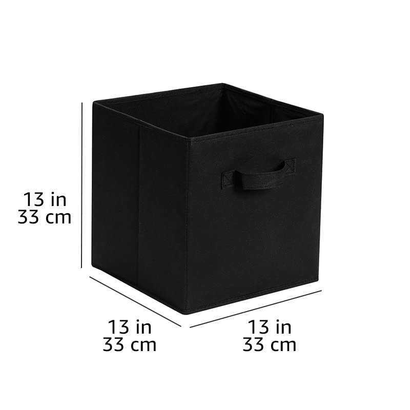 Amazon Basics Collapsible Fabric Storage Cube Bins Organizer with Handles, Organization Containers, Multifunctional, 13" x 13" x 13", Black, 6-Pack - color: Black, size: 13"x13"x13"