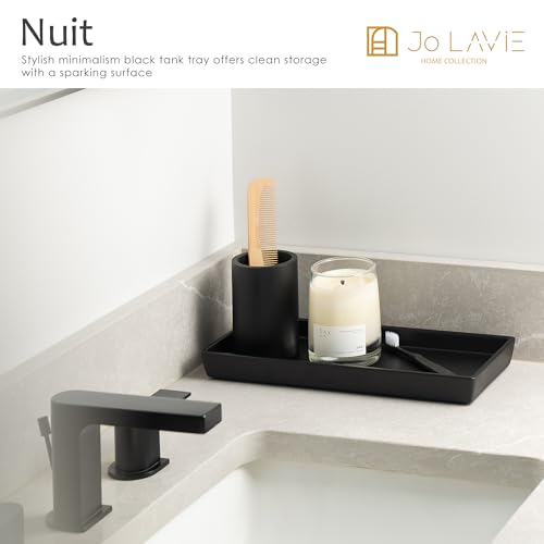 Bathroom Vanity Tray – 12"x5" Black Resin Counter Organizer for Perfume, Soap, Jewelry & Candles – Minimalist Tray for Sink, Dresser, Airbnb, Hotel or Bathroom Decor