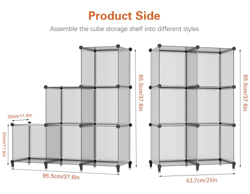 HOMIDEC 6 Light Grey Cube Storage Organizer, Modular Storage Shelf with Hammer, Cube Storage Bin Cabinet Closet Bookshelf for Living Room, Bedroom, Office, Each Cubes Size 11.8 x 11.8 inch - color: Grey, size: 11.8 x 11.8 x 11.8 Inch