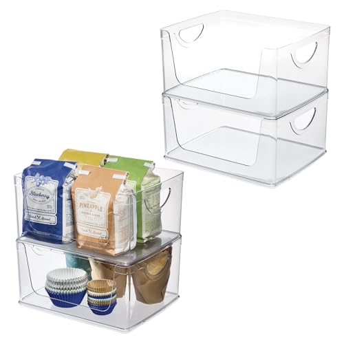 iDesign Stackable Open-Front Storage Bins with Handles for Kitchen and Pantry - Set of 4 - Clear - style: Pack of 4