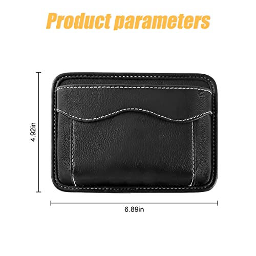 Car Seat Side Pocket Organizer, PU Leather Mini Storage Bag for Auto Door Window Console, Pen Phone Holder Tray Pouch Vehicle Seat Gap Filler for Organize Document, Registration, Notepad (Black) - color: Black