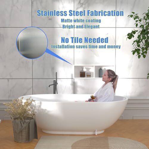 Narrow Shower Niche for Tiny Shower Room Storage, Insert Tile Ready, Double Shelves, Stainless Steel,(White, 24 * 8 in) - color: White, size: 24 * 8 in