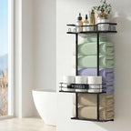 Towel Racks for Bathroom, 30inch Wall Mounted Towel Rack, Towel Storage for Small Bathroom Can Holds 6 Large Towels, Floating Shelf with Adjustable Tissue Basket(Black). - color: Black