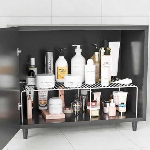 Expandable Storage Shelf, Pantry Organizers and Storage, Adjustable Rustproof Metal Wire Spice Rack, Space Saver Kitchen Storage Shelves for Pan, Pot, Countertop, Drawer, Fridge, Set of 4, White - size: 4Pack-White-13.5-23 x 10 inch