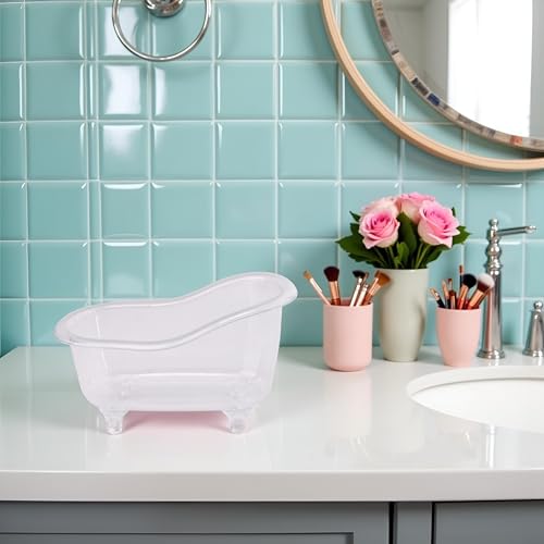 Transparent Color Mini Bathtub Sundries Storage Box Jewelry Storage Small Box Makeup Organizer Container Desktop Storage,Clothing and Closet Storage Storage and Organization Home and Kitchen