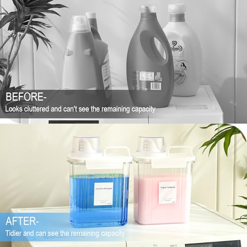 64OZ Liquid Laundry Detergent Dispenser, Laundry Soap Dispenser, Clear Plastic Fabric Softener Holder and Container, Laundry Room Organization and Storage, 2 Pack - color: 2p