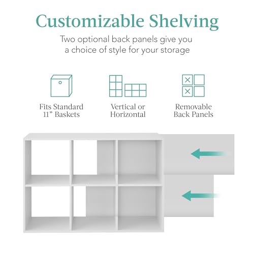 Best Choice Products 6-Cube Storage Organizer, 11in Shelf Opening, Bookcase, Display Shelf, Customizable w/ 3 Removable Back Panels – White - color: White, size: 6-Cube, 11in Shelf Opening