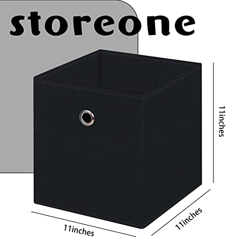 Fabric Cubes Storage Containers ,11 Inch Cloth Storage Cube Foldable Storage Bins Cubes Organizer Baskets with Handles for Shelf,Closet,Nursery,Set of 1,(Black) - color: Black, size: 1 pack