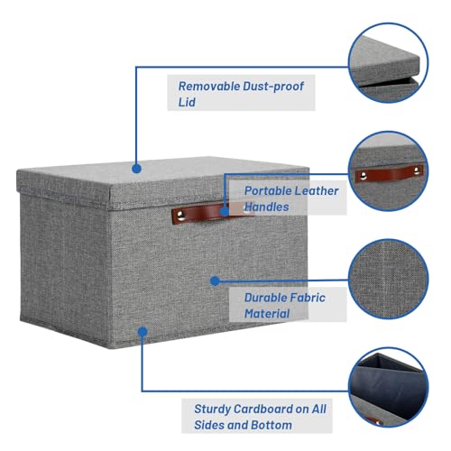 Temary Storage Bins with Lids 2-Pack Large Foldable Storage Baskets with Lid, Fabric Storage Bin for Organizing Home (Grey, 15x11x9.5inch) - color: A-Gray, size: 15×11×9.5