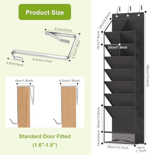VERONLY Over the Door Shoe Organizer, Hanging Shoe Rack for Closet with 16-20 Pairs Capacity, Foldable Storage for Shoes, Boots, Sneakers, for Dorm Room, Apartment, Small Spaces（Black - style: Classic