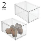 mDesign Plastic Closet Organizer Bin w/Pull Out Drawer - Stackable Storage for Closet - Organization for Shoes, Clothes, Bags, Totes, Small Linens, and More - Lumiere Collection - 2 Pack - Clear - size: 8 x 12 x 6 (Pack of 2)