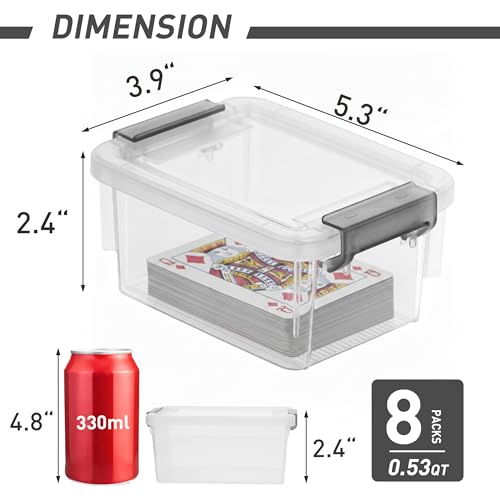 Citylife 8 Packs Plastic Bead Organizers 0.53 QT Clear Storage Containers with Lids for Craft Storage Small Storage Box, 5.28 x 3.86 x 2.36 Inches - color: Clear White, size: 0.53 QT(8 Pack)