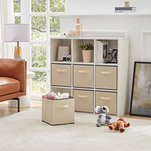 Lifewit Storage Cubes, Foldable Decorative Fabric Storage Baskets for Organizing Home Organizers with Handles for Shelves, Closet, 11 Inch Bins, 18L Beige, 6 Packs - color: Beige, size: 6pcs-11INCH