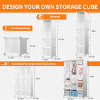 Modular Baby Wardrobe Closet, Portable Children Organizers and Storage for Nursery,15 Cubes with Hanging Rods,Multi-Functional Kids Storage Shelf-Bedroom Clothes Armoire (Boys & Girls)