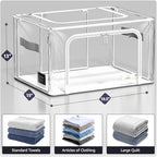 Sorbus Storage Bins with Metal Frame - Stackable & Foldable Clothes Organizer Bags - Clear Soft Plastic Storage Containers (2 Pack, Medium) - size: Medium, style: 2 Pack