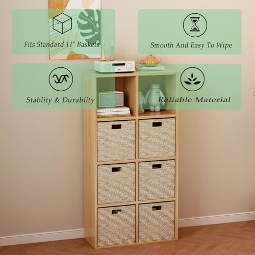 OSCHF 8-Cube Storage Shelf Bookcase - Wooden 4-Tier Floor Standing Open Bookshelf for Home and Office, Display Cabinet, Oak - color: Oak, size: 8-Cube