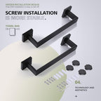 KOKOSIRI 12-Inch Single Towel Bar, Bathroom Kitchen Towel Holder, Wall Mounted SUS304 Stainless Steel Towel Rack 2 Pack, Matte Black, B4003BK-L12-P2 - color: Matte Black, size: 12-Inch (2 Pack)