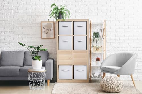 Sorbus Foldable Storage Cubes - 6 Pack, 11 Inch, White, Fabric, Foldable, Storage and Organization, Versatile Use, Collapsible Storage, Lightweight and Durable - color: White, size: 11 Inch