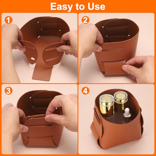 uxcell Valet Tray Organizer, PU Leather Desktop Storage Organizer Box Tray Entryway Table Bedside Nightstand Catchall Vanity Tray for Jewelry Key Coin Watch Wallet (Light Brown) - color: Light Brown