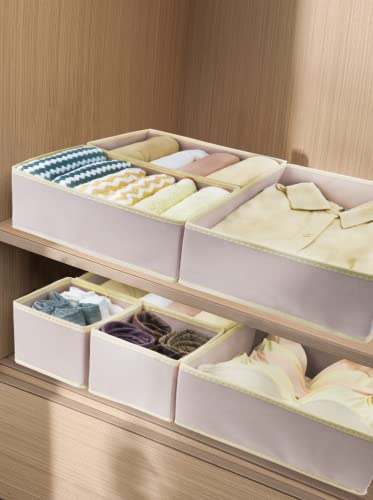 Fordonral 12 Pack Drawer Organizer Clothes, Foldable Fabric Dresser Organizer Closet Organizers and Storage Box for Underwear,Folded Clothes,Baby Clothing,Socks,Bra,Towels,Ties(12 Pack,Pink) - color: Pink, size: 12 Pack