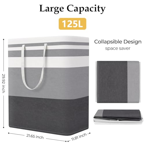 StorageRight Laundry Basket Hamper Large Collapsible Laundry Hamper with Easy Carry Handles，Freestanding Clothes Hampers for Laundry, Bedroom, Dorm, Clothes, Towels, 125L, Gradient Grey - color: Gradient Grey, size: 125L