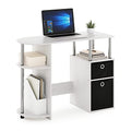 Furinno Jaya Simplistic Computer Study Desk, White Oak/Chrome/Black - color: White Oak/Stainless Steel/Black