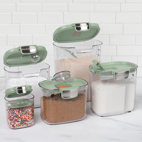 ProKeeper+ Airtight Food Storage Container Set – Clear Plastic Flour and Sugar Canister Set with Magnetic Accessories for Kitchen Organization (Pistachio, 9-Piece) - color: Pistachio, size: 9-Piece