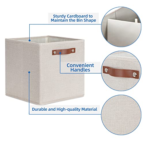 Temary Cube Storage Bins 12 Inch Storage Cubes 4PCs Fabric Organizer Bins Boxes with Handles, Sturdy Collapsible Closet Storage Organizer for Shelf, Bedroom, Cabinet (Beige, 12 x 12 x 12) - color: Beige, size: 12×12×12
